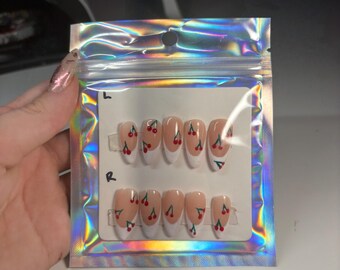 Kirsche auf Spitze - PRESS ON NAILS, Nägel zu Hause, Gelx, Acrylnägel, benutzerdefinierte Nägel