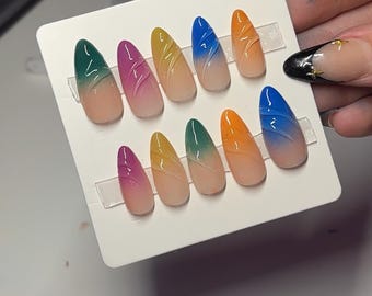 PRESS ON NAILS - Rainbow Dash- Nägel zu Hause, Gelx, Acrylnägel, benutzerdefinierte Nägel, 3D Nagelkunst
