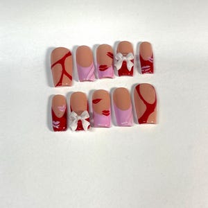 PRESS ON NAILS - Valentine’s day !! press on nails at home, gelx, acrylic nails, custom nails