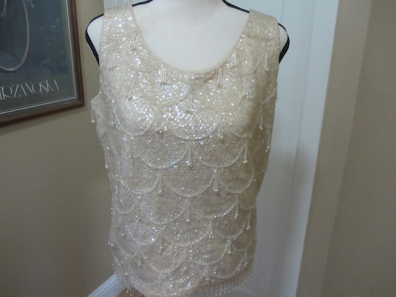 1940's Sequin Faux Pearl Top