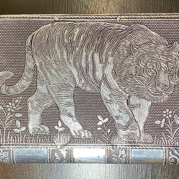 Tiger jewelry box vintage Indian box small travel jewelry case tiger design tiger trinket box groomsman gifts embossed tiger jewellery box