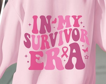 Cancer Survivor Sweatshirt, I'm in my survivor era sweatshirt, pink ribbon sweatshirt, pink ghost tee