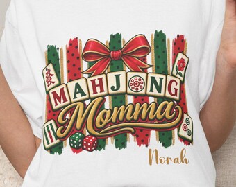 Mahjong Mamma Custom Christmas Comfort Colors® T-shirt | Mahjong Shirt | Mahj Gift for Moms | Game Night Tee | Cute Mahjong Clothing