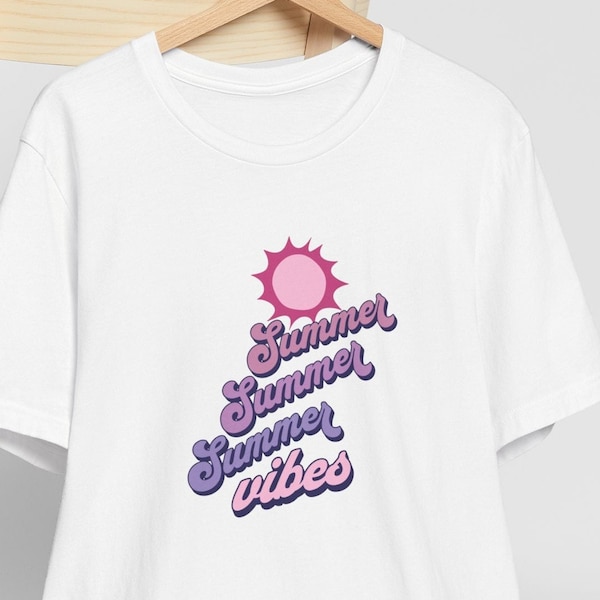 Summer Vibes T-Shirt, Summer Vacation Tee, Road Trip Shirt, Groovy Retro Summer Apparel, Plus Sizes, Fun Summer T-Shirt for Teen, Mom Gift