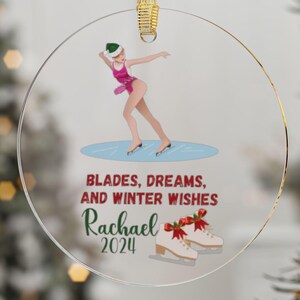 Custom Figure Skater Ornament, Winter Skater Decor, 2024 Christmas Gift Figure Skater for Teen Athlete, Daughter Keepsake, Stocking Stuffer