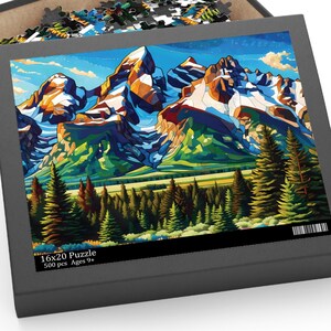 Grand Teton Puzzle, Wyoming Travel Keepsake, Wyoming Souvenir, Grand Teton National Park Jigsaw Puzzle, Mosaic Mountain View Puzzle Gift