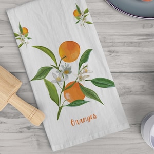 Orange Kitchen Towel, Orange Kitchen Decor, Fruit Dish Towel, Citrus Kitchen Towel, CitrusTea Towel, Housewarming Gift, Hostess Present