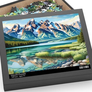 Jenny Lake Grand Teton Puzzle, Wyoming Travel Keepsake, Wyoming Souvenir, Grand Teton National Park Puzzle, Mosaic Mountain View Puzzle Gift