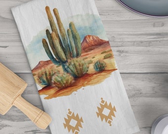 Cactus Kitchen Towel, Southwest Desert Home Decor, Saguaro Cactus Decorative Homeware, Mother's Day Gift, Arizona Present, New Mexico Gift