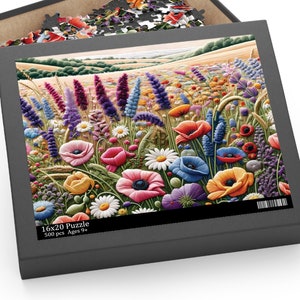 Field of Wildflowers Puzzle, Embroidered Flowers, Puzzle 500 Piece ...