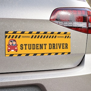 Student Driver Car Magnet, Student Driver Magnetic Sign, New Driver Warning Magnet, Student Driver Sign, Removable Student Driver Alert