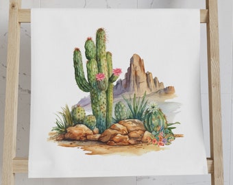 Asciugamano a forma di cactus Saguaro, arredo bagno a tema deserto, asciugamano a forma di cactus, casa in Arizona, asciugamano decorativo, regalo di inaugurazione della casa, regalo di nozze