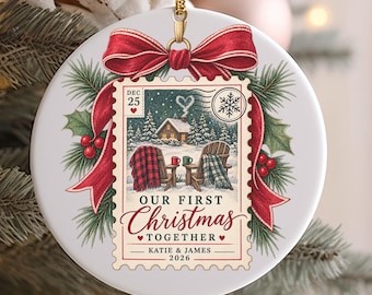 Our First Christmas Together Christmas Ornament | Personalized Newlywed Holiday Decor | Wedding Bridal Gift for Couples
