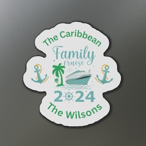 Caribbean Cruise Stateroom Door Die-Cut Magnet, Personalized Vacation Souvenir Magnet, Family Trip Keepsake, Refrigerator Magnet Parent Gift