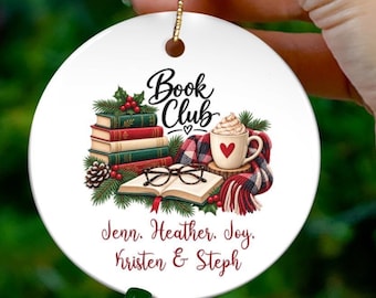 Custom Book Club Ornament | Gift for Friend Group | Christmas Gift for Her
