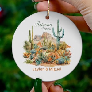 Custom Saguaro Cactus Ornament, Arizona Travel Souvenir Ornament, Desert Scene Ornament, Southwest Holiday Ornament, Phoenix Scottsdale Gift