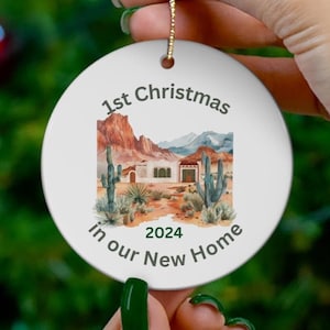 First Christmas in our New Home Holiday Ornament, Arizona Desert Adobe Style Home Ornament, Southwest Ornament, New Home Gift, Realtor Gift