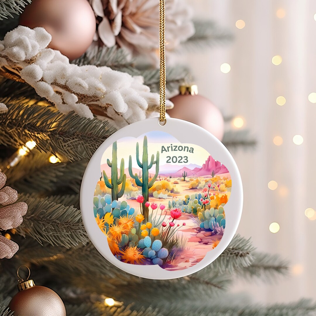 Arizona Ornament, Saguaro Cactus Christmas Ornament, Boho Desert