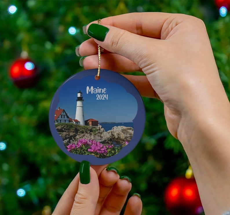 Maine Ornament Gift, Maine Travel Souvenir, Vacation Ornament