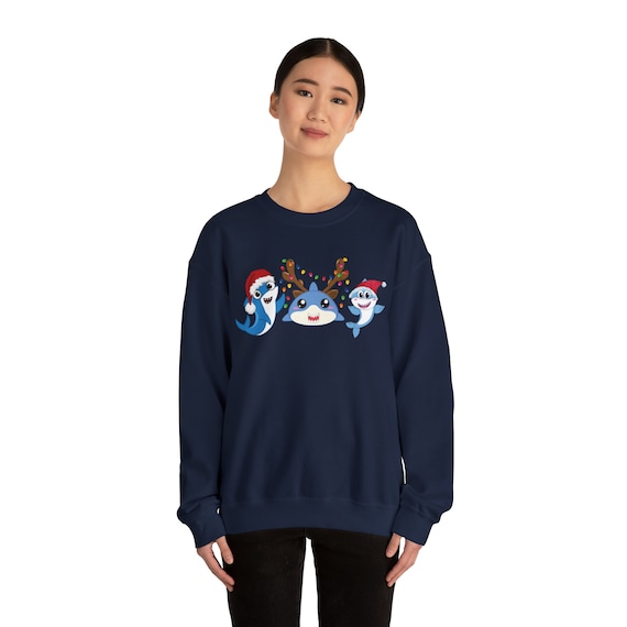 Shark Christmas Sweatshirt, Shark Christmas Lights Sweater, Shark