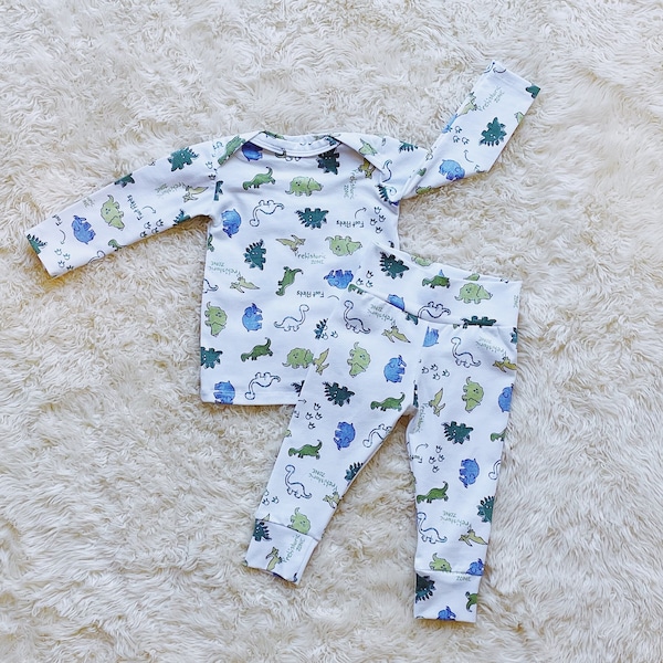 Baby Pajamas, Dinosaur Loungewear Set, Infant and Toddler Long John Set, Shirt and Pants