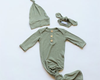 newborn gown and headband