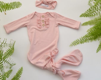 newborn knotted gown set