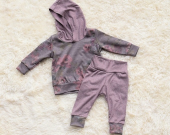 Baby Hoodie Set Including Pants with Floral Print, Toddler Hooded Sweatshirt, 2 Piece Set