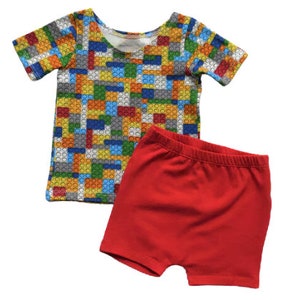 Baby t-shirt and shorts set - Color block - Cotton - Comfy - Infant and toddler sets