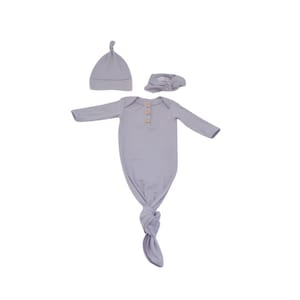 Lilac Newborn Gown Set: Handmade Rayon Blend Baby Outfit
