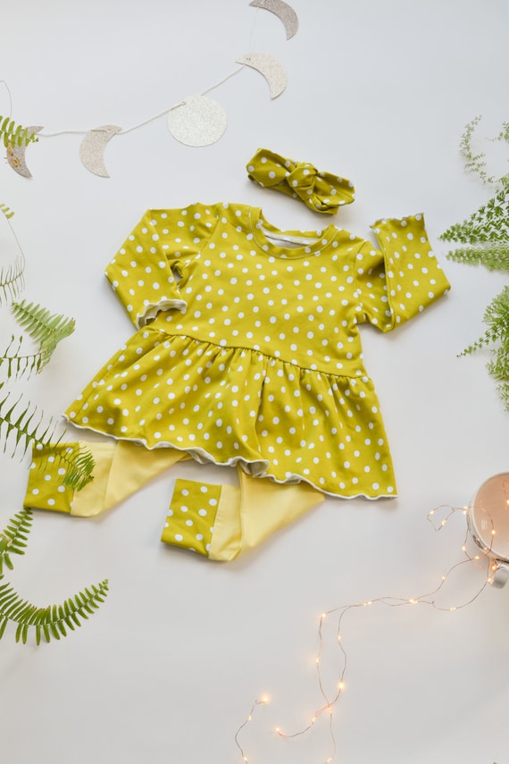 Girl Dress Set with Legging Pants and Top Knot Headband Girl Dress Set with Legging Pants and Top Knot Headband