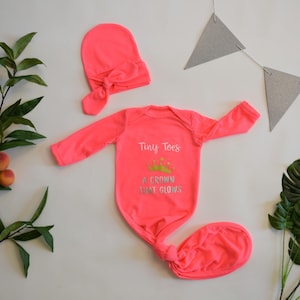 Newborn Pink Princess Gown Set: Handmade Rayon Blend, Hat & Bow