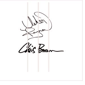 May include: White background with black signatures of Usher Raymond and Chris Brown. The signatures are in a cursive style, with the names clearly legible. The image has three vertical lines.