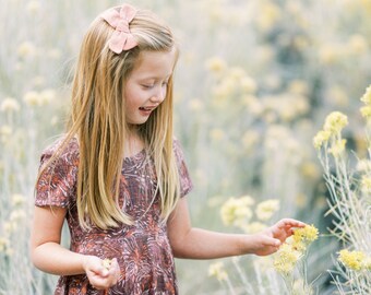 Purple Boho Twirl Dress For Fall, Girls Fall Twirly Dress in a Boho Floral Print, Modern Toddler Dresses, Fall Family Photo Dress For Girls