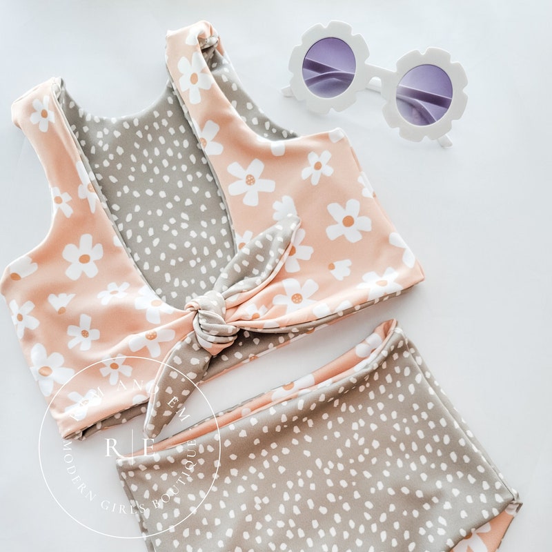 Girls Peach Blossom Buttery Soft Swimsuit With UPF 50+ main image 1