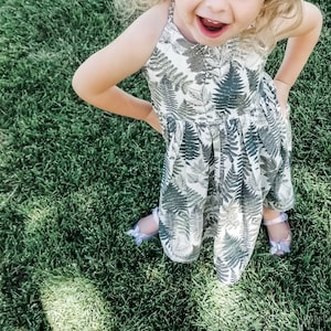 Fern Leaf Dress For Girls, Toddler Leaf Cotton Dress, Modern Girls Dresses, Unique Dresses For Toddlers, Boho Girls Dress Inspired By Nature