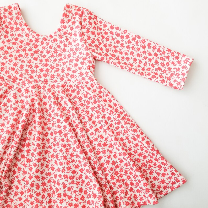 Valentine's Day Red Daisy Floral Girls Twirl Dress