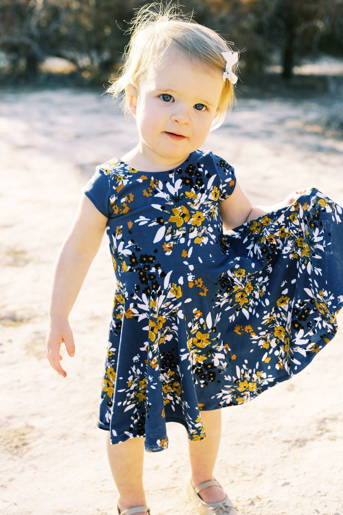 Dusty Blue and Mustard Floral Toddler Twirl Dress Modern - Etsy