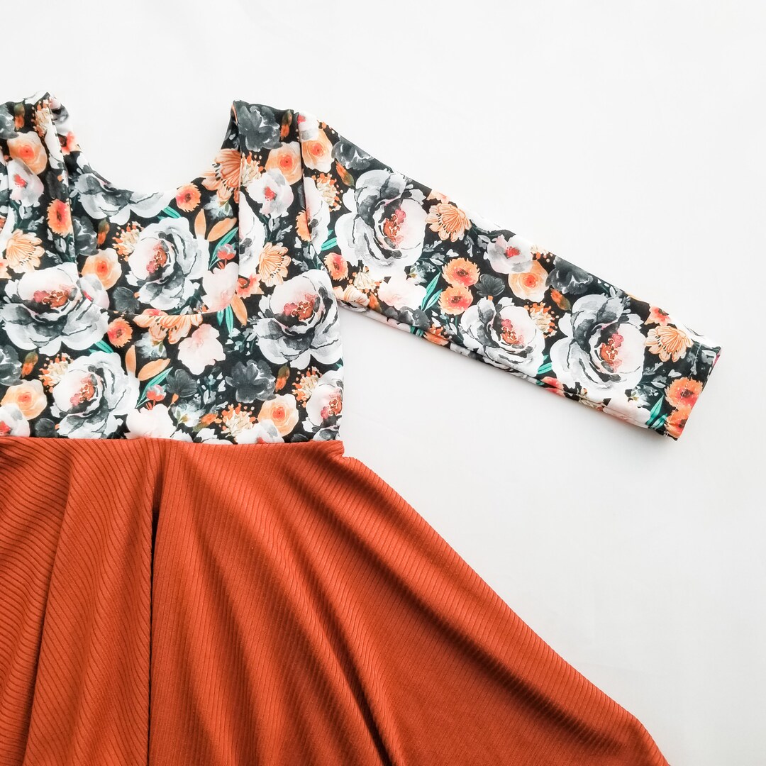 Winter Boho Floral Christmas Twirl Dress For Girls