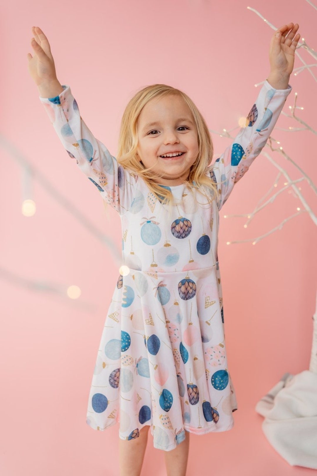Christmas Ornaments Twirl Dress for Girls Holiday Twirl Dress Etsy