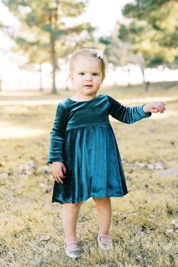 Baby girl forest green dress hot sale