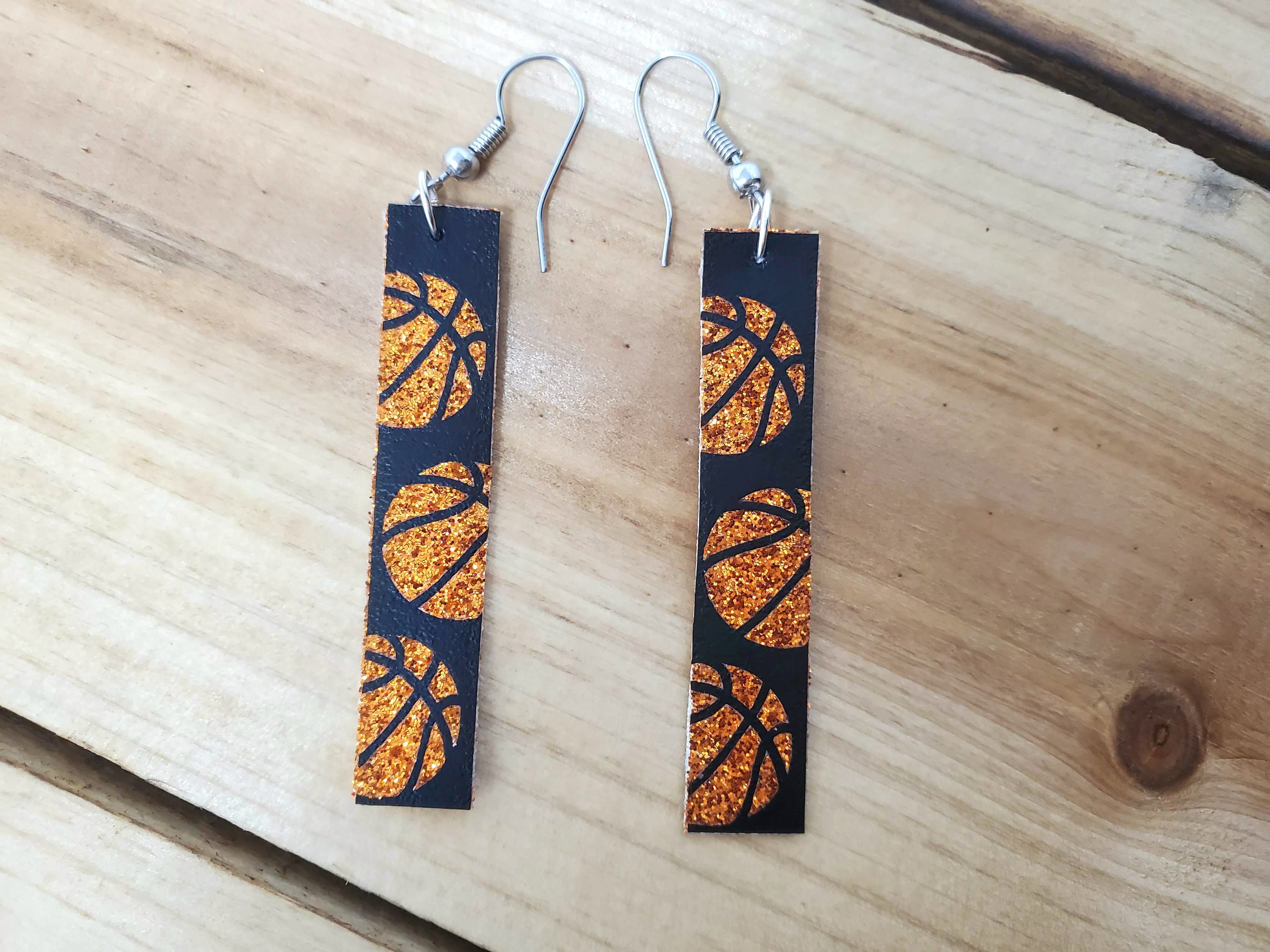 BASKETBALL EARRINGS / Glitter Canvas Earrings / Lightweignt Etsy
