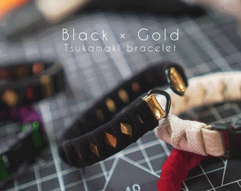 Tsukamaki bracelet - Metal core ring end - A handcraft bracelet with japanese katana handle wrapping style