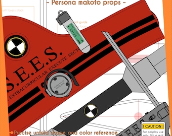 Paquetes de accesorios Makoto del protagonista (espada ancha, Envoker, funda, accesorios) / Patrón y plantilla de cosplay Inspire