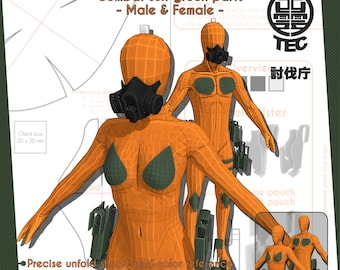 Defense force combat suit for male and female (All green parts) | Inspire cosplay pattern template