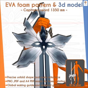 Capitano (The Captain) Eleven Fatui Harbingers - Spada di gelo - Genshin impact / Cosplay PDF pattern & template + 3D STL