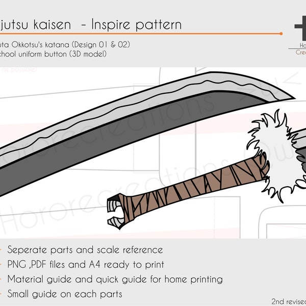 Split soul katana - Anime curse weapon | Cosplay pattern&template