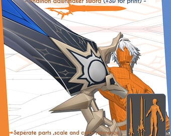 Phainon Dämmerungsmacher Großschwert von Honkai Sternenschiene | Cosplay PDF Schnitt & Vorlage + 3D STL