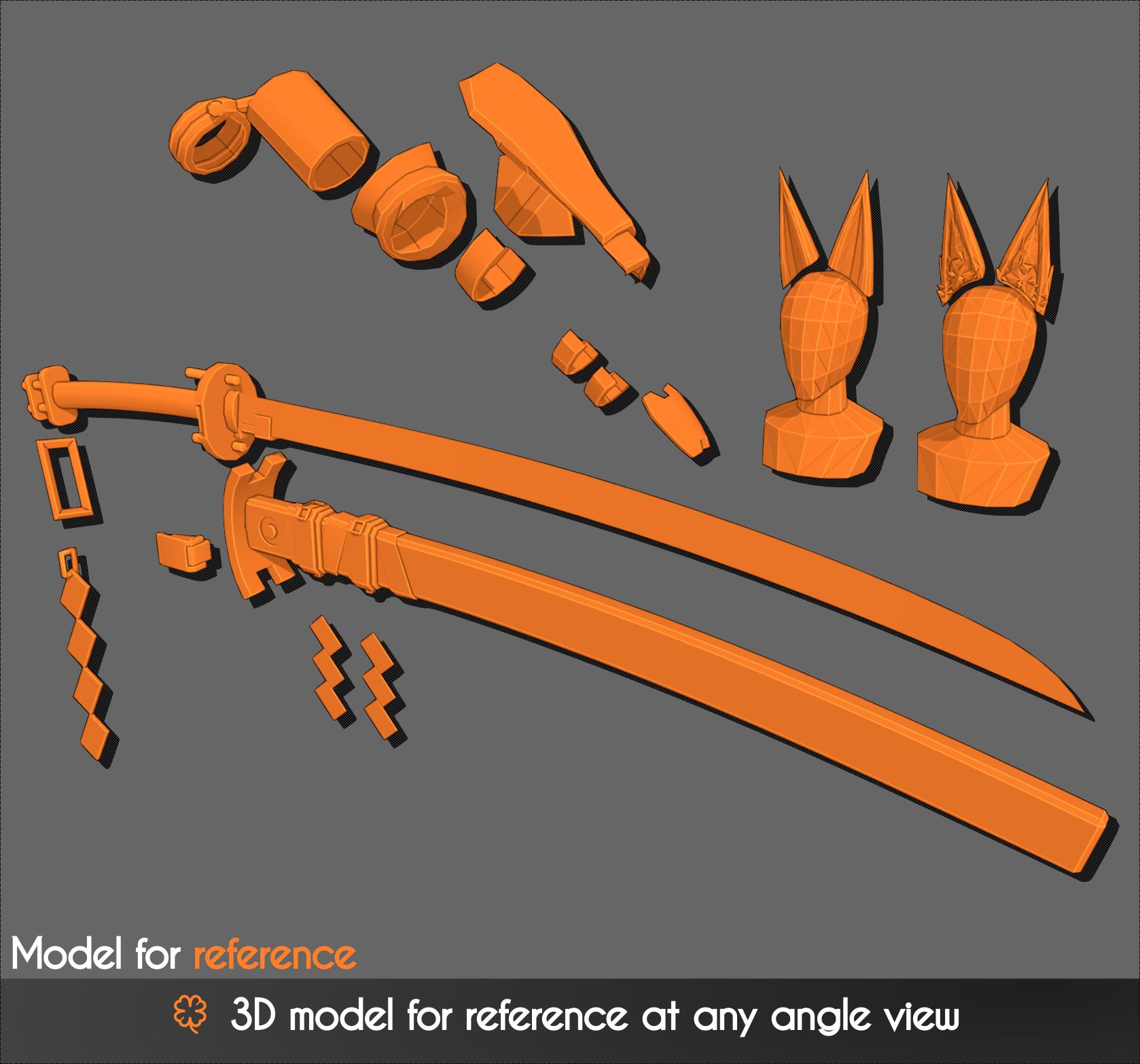 Hoshimi Miyabi Katana ,fox Ears ,arm Armor - Zenless Zone Zero