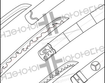 Cosplay pattern&template - Roronoa zoro katana (3 swords)